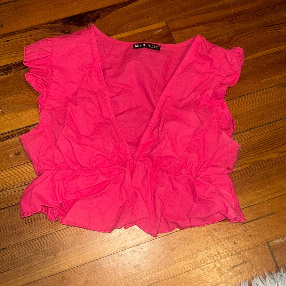 Pink low cut cropped top